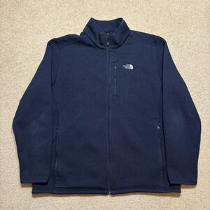 The North Face Fleece Jacket Mens 2XL Blue Full Zip Stand Collar Outdoor Hiking